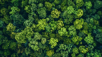 Naklejka premium Aerial top view forest tree, Rainforest ecosystem and healthy environment concept and background, Texture of green tree forest view from above