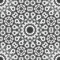Moroccan Zellige Pattern with Geometric Shapes and Grayscale Colors