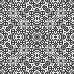Moroccan Zellige Pattern with Geometric Shapes and Grayscale Colors
