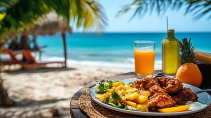 Jamaican Beachside with a Jerk Chicken Plate