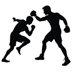 Fighter Boxing Silhouettes Vector Art.