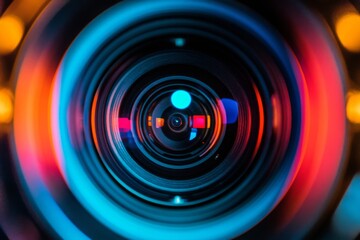 Camera Lens with Colorful Reflections
