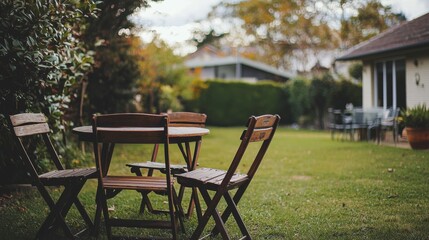 Creating a generative stock designed garden lounge with sofa, sunbed, sun lounger, and umbrella, country cottage style