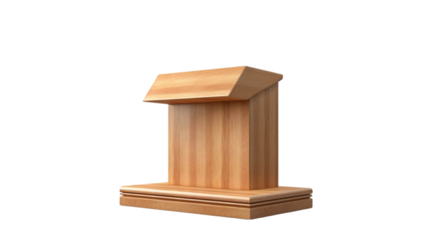 A polished wooden podium designed for presentations and speeches, ideal for conferences and formal events.