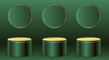 Gold three podium with green background Illustration