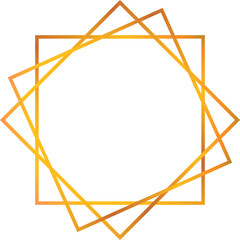 Golden gradient square frame is overlapping, forming a star shape