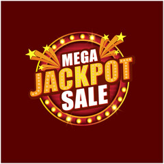 Jackpot Sale 3d Retro Lights Logo. Advertising, Marketing Offers, Promotional Logo Unit Vector Illustration