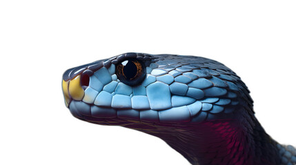 close up of a snake on transparent background.
