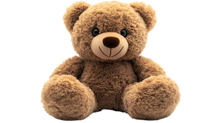 Obraz premium A brown teddy bear rests on a black backdrop, emphasizing its cuddly texture and inviting demeanor.