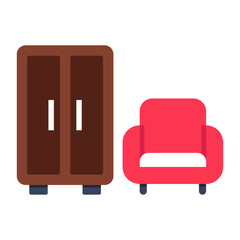 Conceptual flat design icon of almirah
