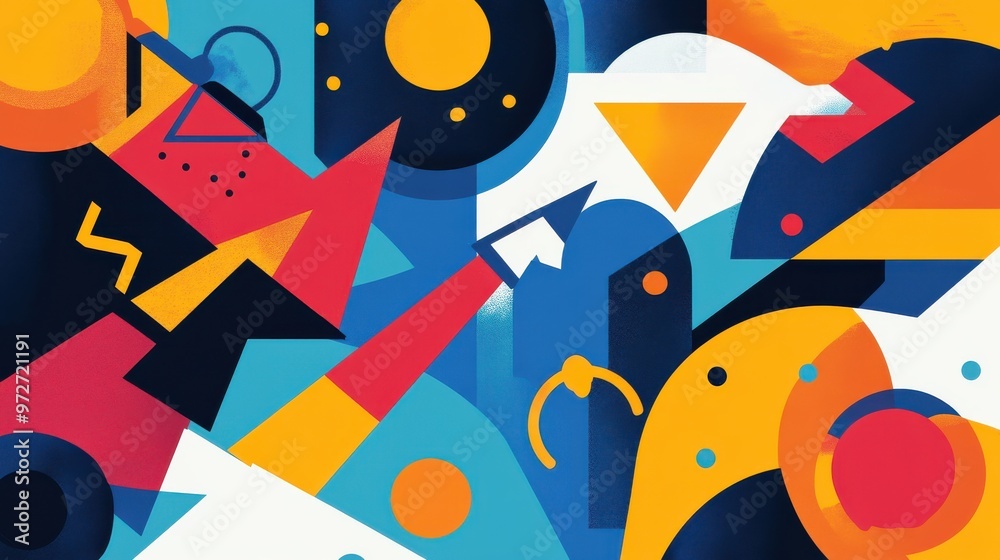Poster colorful abstract design featuring geometric shapes and vibrant colors showing creativity and artist