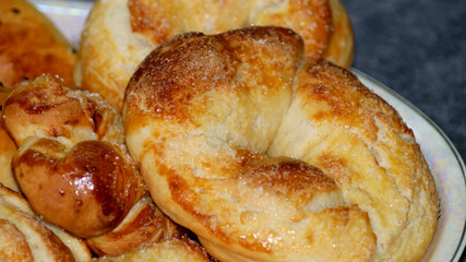 Delicious baked buns . High quality photo