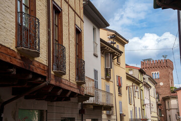 Historic buildings along via Lambro, Monza, Italy