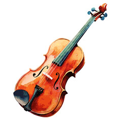 Watercolor Illustration of a Single Violin