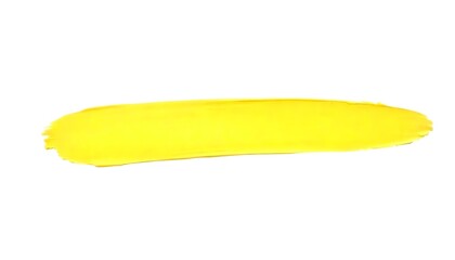 Naklejka premium Hand painted stroke of yellow pastel paint brush on a white background