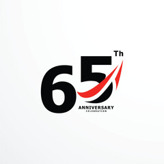 65 Th Anniversary Celebration Number Vector Design Collection