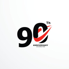 90 Th Anniversary Celebration Number Vector Design Collection
