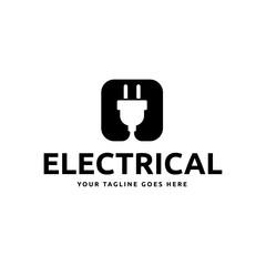 Electrical power plug logo. Current and voltage symbol.