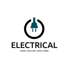 Electrical power plug logo. Current and voltage symbol.