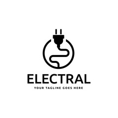 Electrical power plug logo. Current and voltage symbol.
