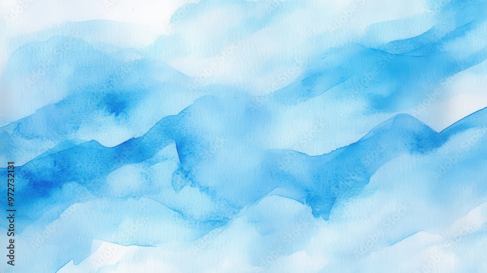 Poster Soft blue watercolor waves flowing across a textured background in an abstract composition showcasing tranquility and calmness