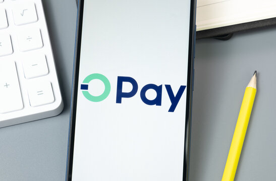 New York, USA - 30 August 2024: OPay Logo on Phone Screen, Company Icon on Display