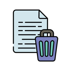 trash color line icon with white background vector stock illustration