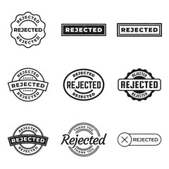 Fototapeta premium Set of Rejected Stamp. Red Rejected Rubber Grunge Stamp Seal Vector Illustration.