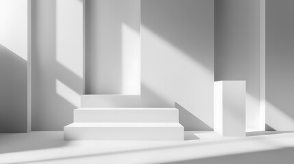 white podium with background