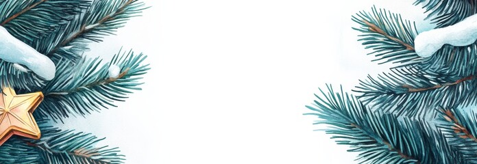 Obraz premium Christmas decoration print design template with floral winter seamless border.