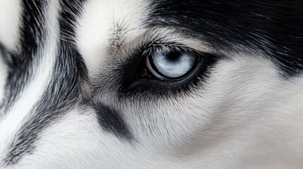A close-up of a Siberian Husky black and white fur pattern, highlighting the unique markings of this breed