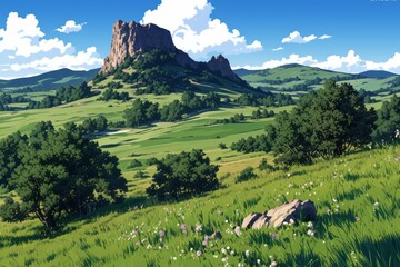 Naklejka premium Golf course landscape golf outdoors.