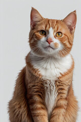Obraz premium Adorable Orange Cat with Cute Expression, Ginger Kitten Close-up, Orange Tabby Cat Looking Curious