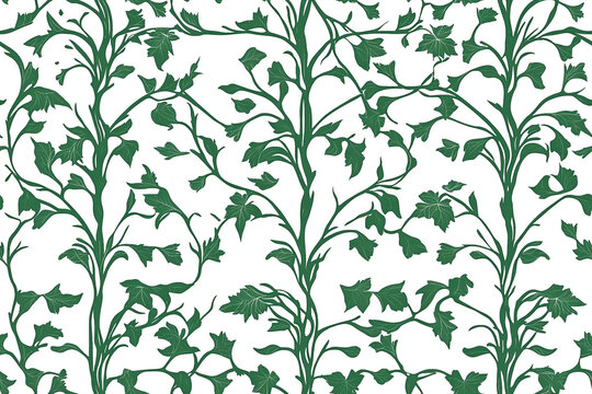 seamless pattern wallpaper of elven natural white and green wallpaper, leaves