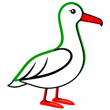 recommend clip art: albatross line art vector on white background