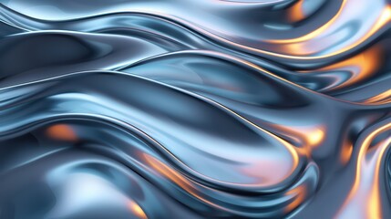 A stunning abstract wavy pattern in blue and silver tones, showcasing smooth fluid movement and reflective surfaces.