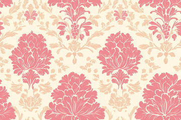 seamless pattern wallpaper of flowers, pink and beige colors
