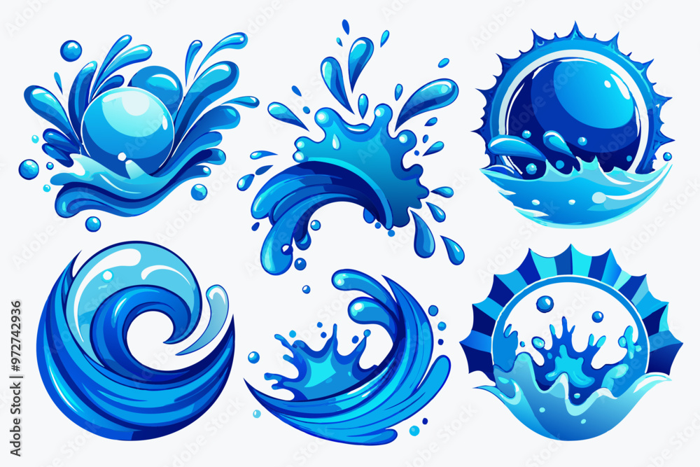 Wall mural blue water splash vector logo collection