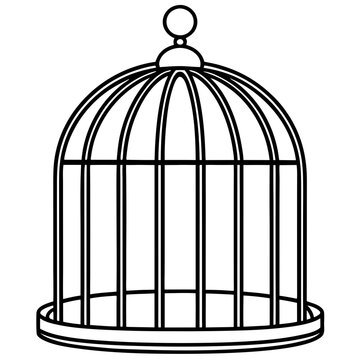 recommend clip art: antique bird cage line art vector illustration 
