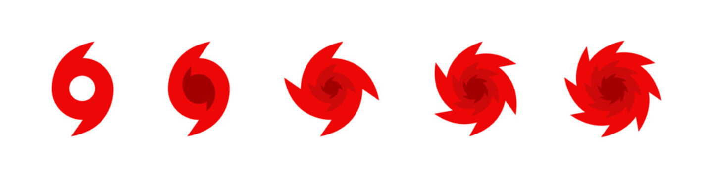 Hurricane icon set. Tornado, hurricane symbols collection. Storm, typhoon vector icons