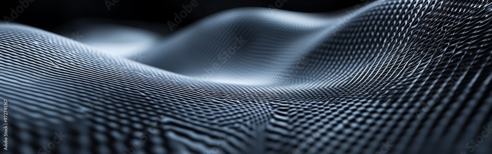 Poster Abstract close-up of textured fabric waves in dark tones showcasing intricate patterns and tactile features