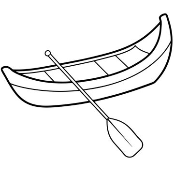 recommend clip art: boat with paddle outline coloring book page line art drawing