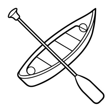 recommend clip art: boat with paddle outline coloring book page line art drawing