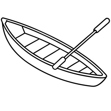 recommend clip art: boat with paddle outline coloring book page line art drawing