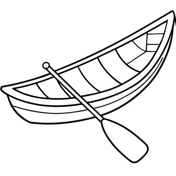 recommend clip art: boat with paddle outline coloring book page line art drawing