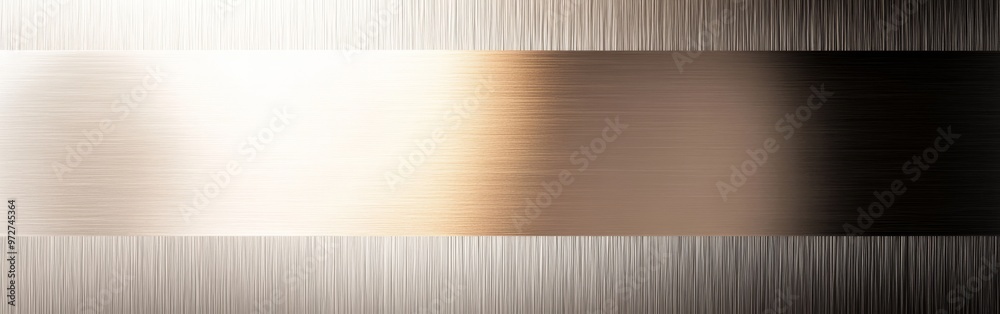Poster a sleek, polished metal surface with a gradient of silver and bronze tones reflecting soft light in 