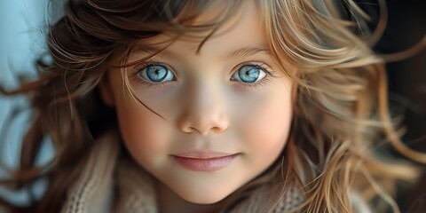 Naklejka premium a cute little girl, brown hair 