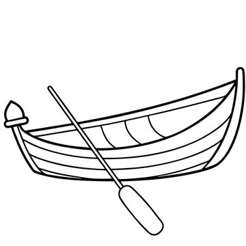 recommend clip art: boat with paddle outline coloring book page line art drawing