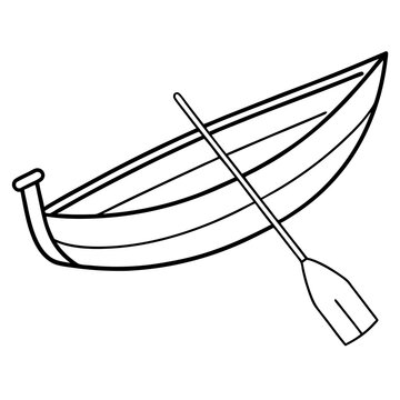 recommend clip art: boat with paddle outline coloring book page line art drawing