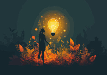 Manager Holding Missing Part of Light Bulb, Concept of Idea Solution, Problem Solving, New Idea, Vector Illustration, Minimalistic Design